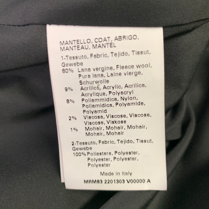 MARINA RINALDI Size L Black White Wool Blend Tweed Overcoat Coat