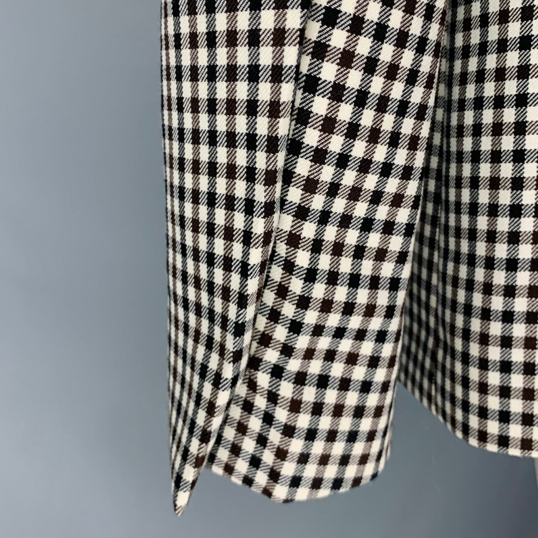 PAUL SMITH Size 40 White Black Brown Checkered Wool Sport Coat