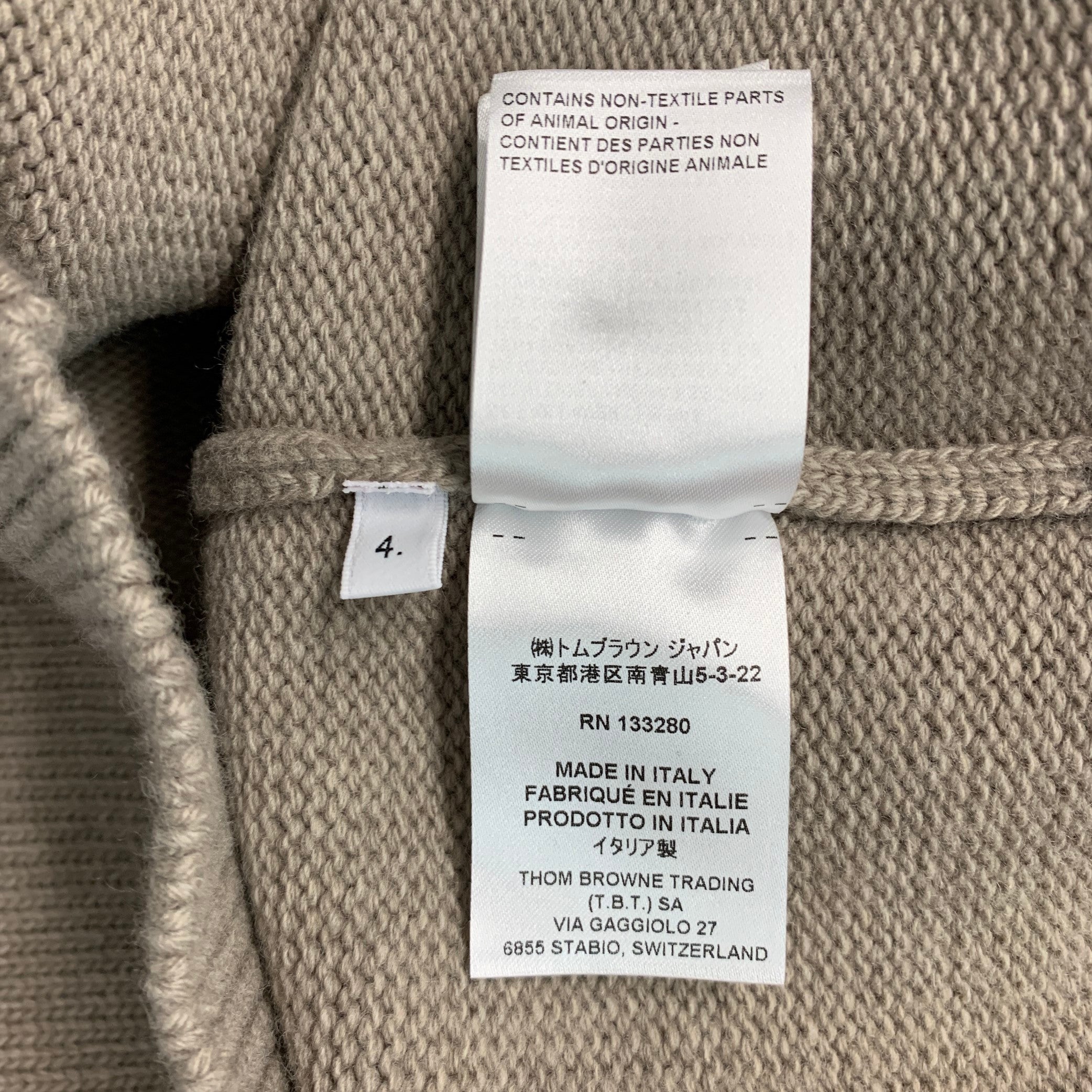 Them – Them First THOM BROWNE Size XL Oatmeal White Stripe Wool Knit Crew-Neck