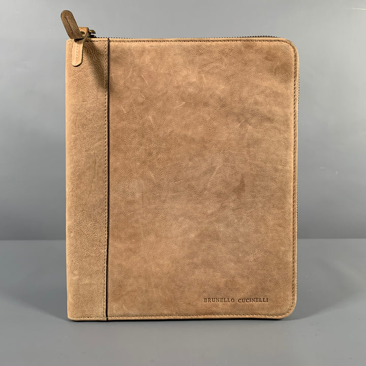 BRUNELLO CUCINELLI Taupe Leather iPad Case Leather Goods
