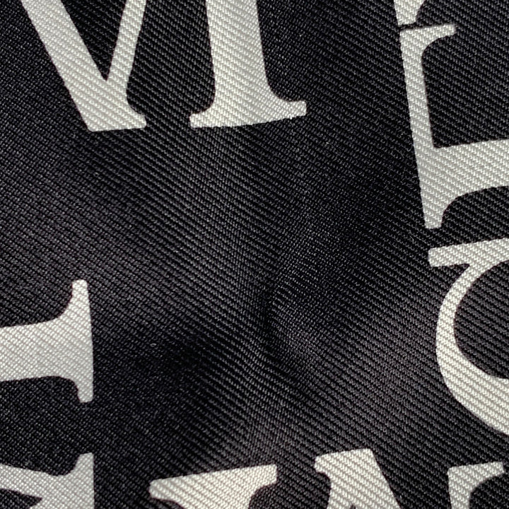 JAEGER Black White Monogram Silk Pocket Square