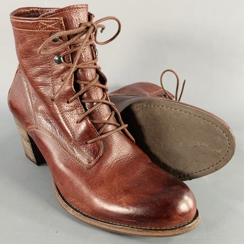 N.D.C. Size 10 Brown Leather Lace-Up Boots
