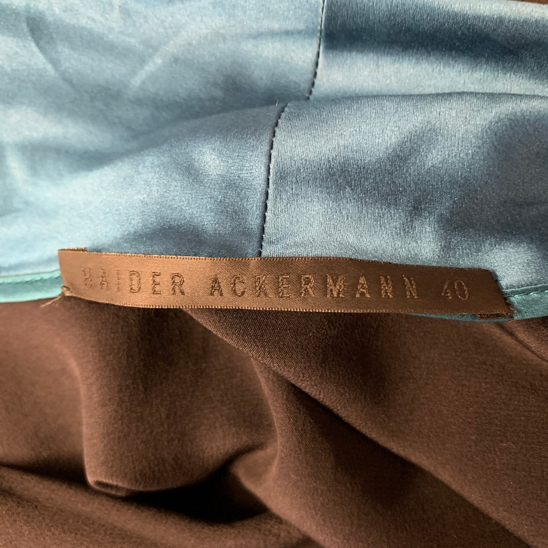 HAIDER ACKERMANN Size M Black Teal Silk Robe
