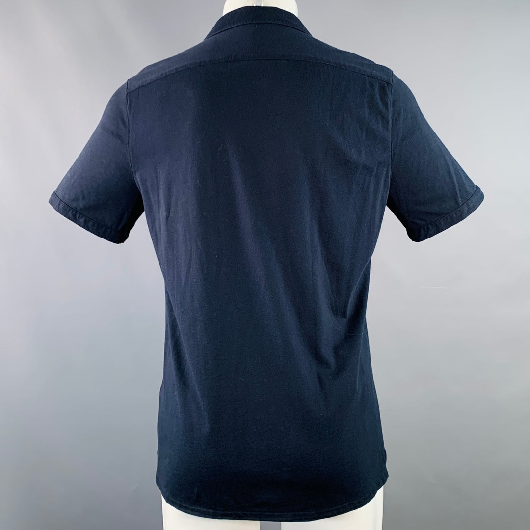 JOHN VARVATOS Size M Navy Cotton One Pocket Short Sleeve Shirt