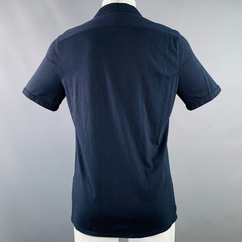 JOHN VARVATOS Size M Navy Cotton One Pocket Short Sleeve Shirt