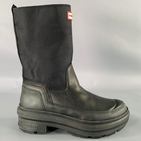 KILLING EVE x HUNTER Size 5 Limited Edition Black Nylon Pull On Boots
