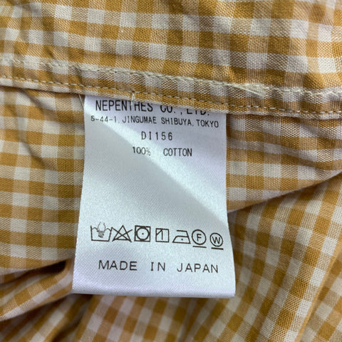 NEEDLES Size XL Tan Checkered Cotton Club Collar Long Sleeve Shirt
