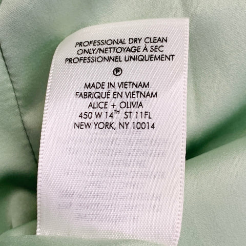 ALICE + OLIVIA Size 12 Mint Green Triacetate Blend Satin Jacket Blazer