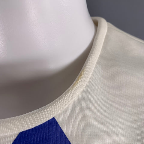 DAVID KOMA Size 6 White Blue Geometric Mini Cocktail Dress