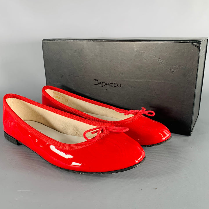 REPETTO Size 6.5 Red Patent Leather Ballet Flats
