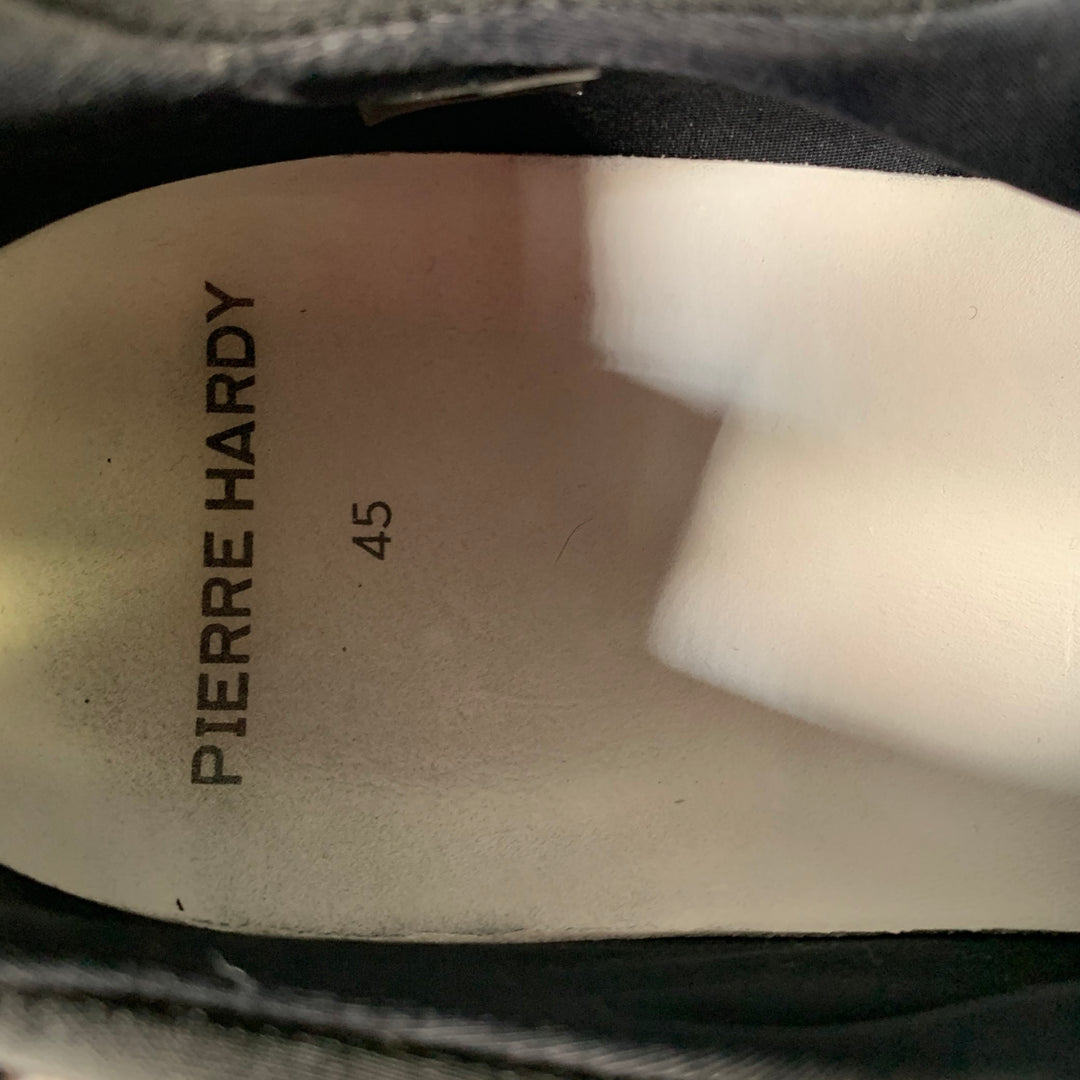 PIERRE HARDY Size 12 Black White Layered Leather Platform Sneakers