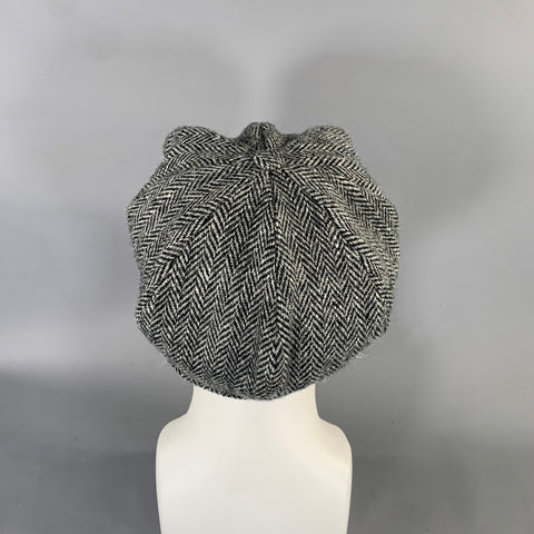 HANNA HATS One Size Grey Black Herringbone Wool Hats