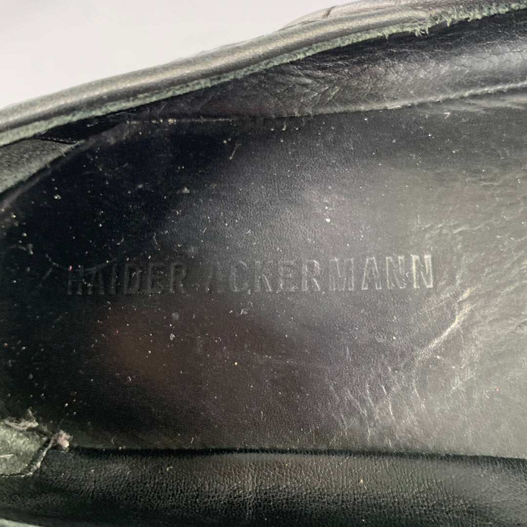 HAIDER ACKERMANN Size 8 Black Snake Leather Loafers