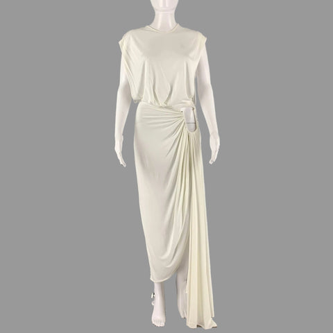 CHRISTOPHER ESBER Talla 6 Vestido largo drapeado de viscosa blanco
