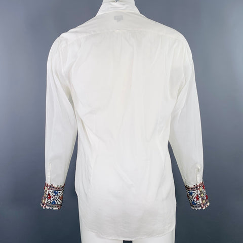 PS by PAUL SMITH Size M White Multi Color Embroidery Cotton Long Sleeve Shirt