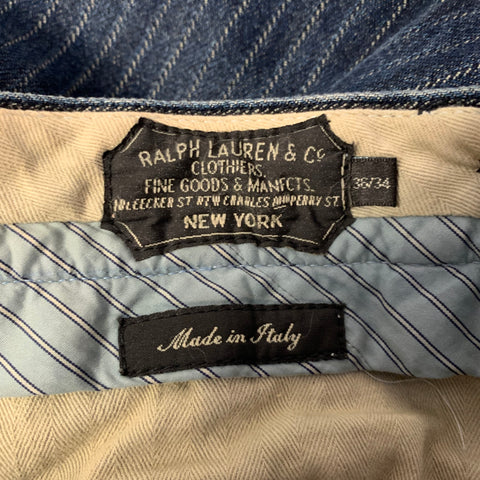RALPH LAUREN Size 36 Navy Indigo Pinstripe Cotton Cuffed Jeans