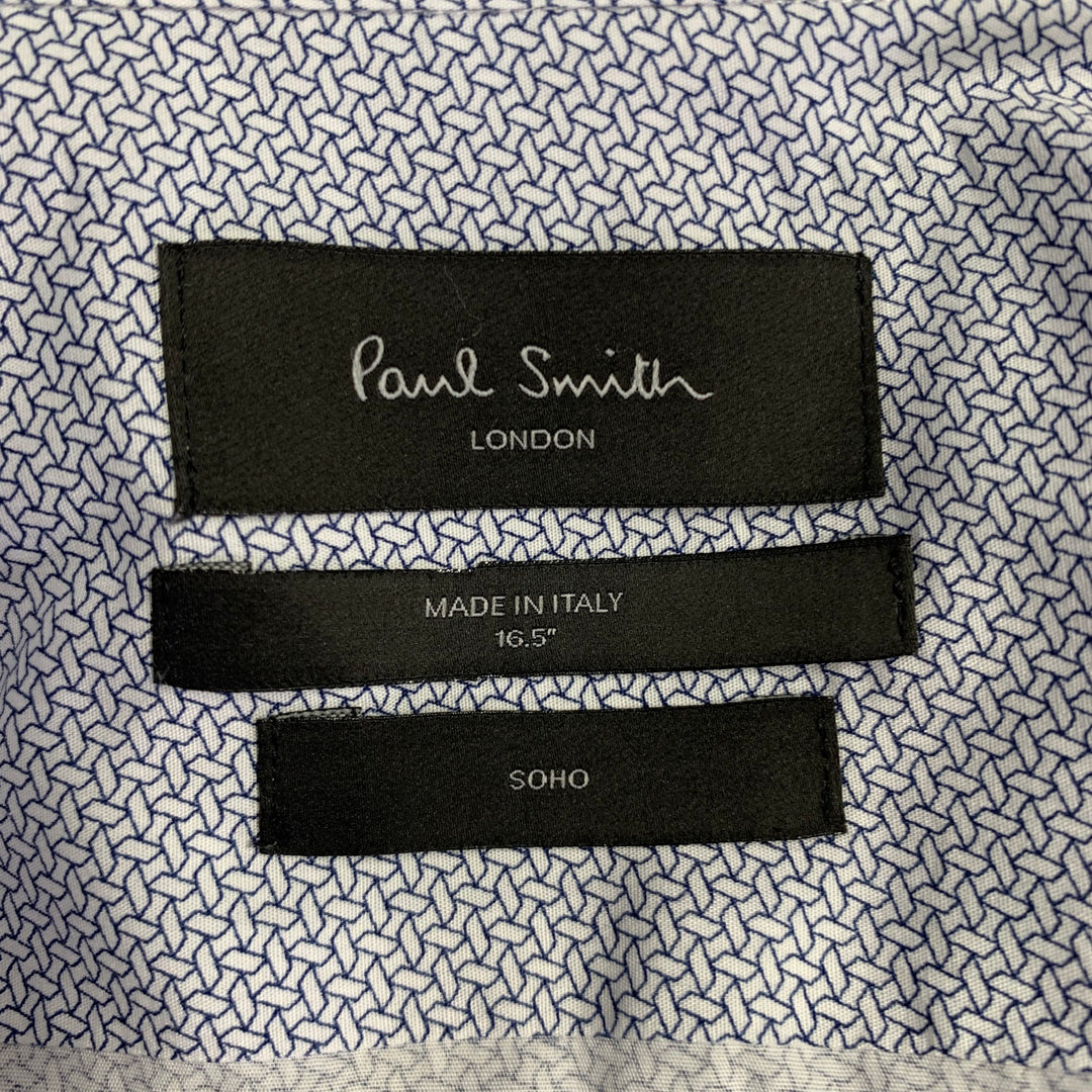 PAUL SMITH Size M Navy White Pattern Cotton Button Up Long Sleeve Shirt