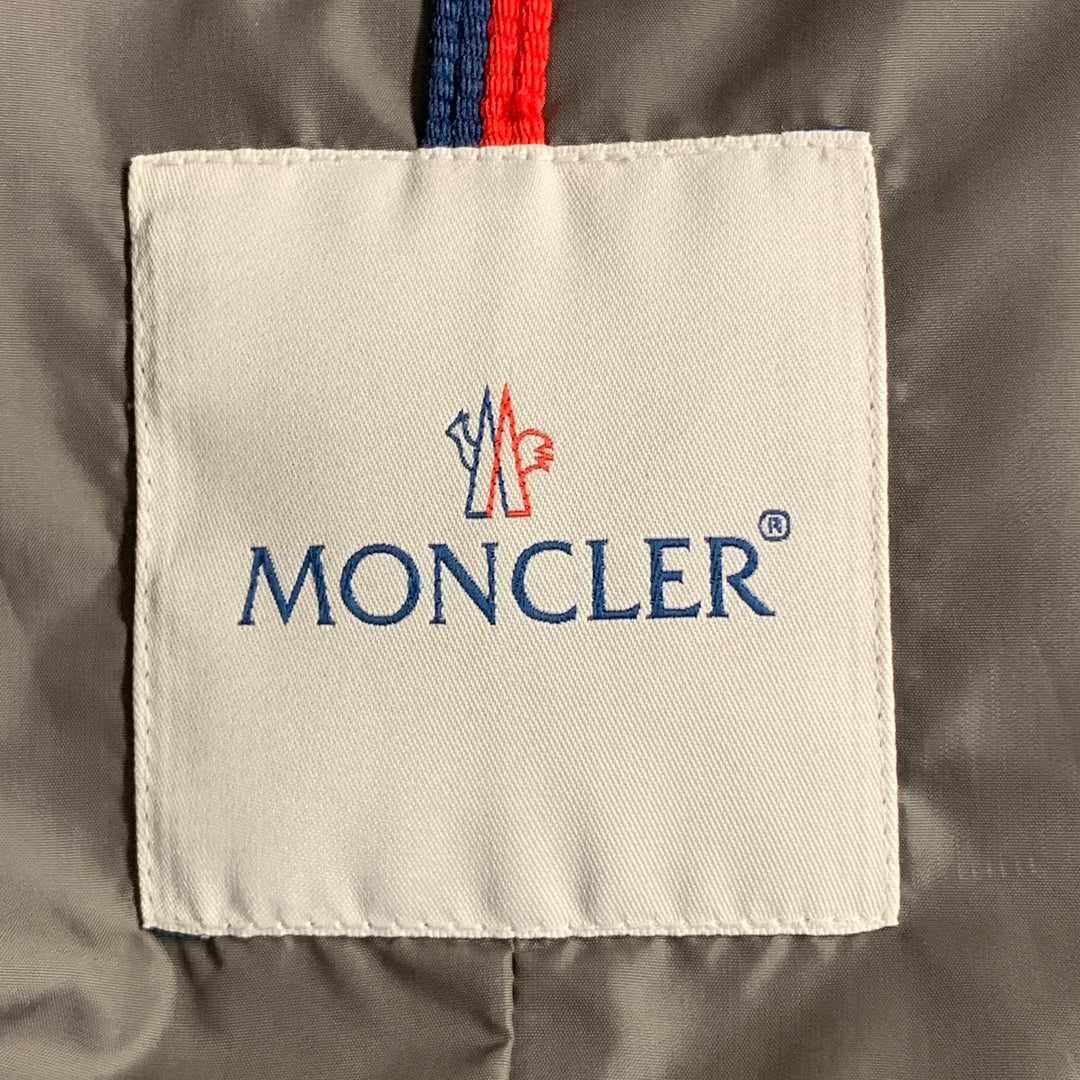 MONCLER Size L Millet Navy Grey Polyamide Layered Notch Lapel Jacket