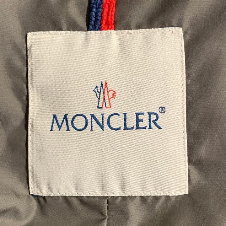 MONCLER Size L Millet Navy Grey Polyamide Layered Notch Lapel Jacket