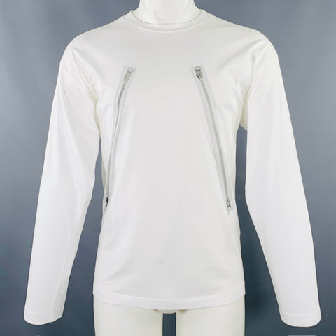 MAISON MARGIELA Size S White Black Graphic Cotton Long T-shirt