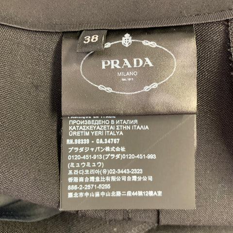 PRADA Size 2 Black Mohair Wool Pleated Long Skirt