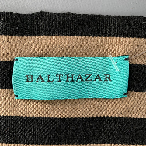 BALTHAZAR Black Taupe Stripe Crochet Scarf