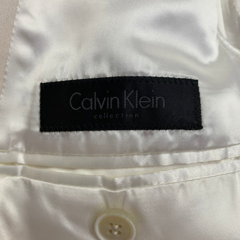 CALVIN KLEIN Size 40 Off White Silk Peak Lapel Sport Coat