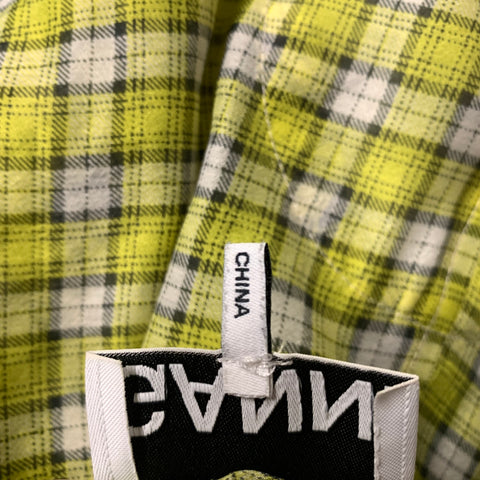 GANNI Size L Yellow White & Black  Plaid Button Up Blouse