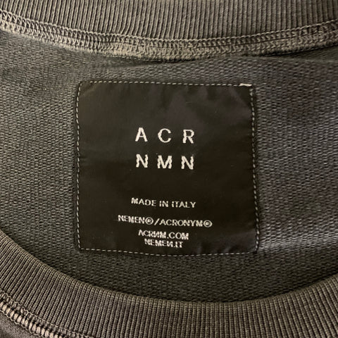 ACRONYM Size L Grey Charcoal Wash Cotton Crew-Neck Sweatshirt