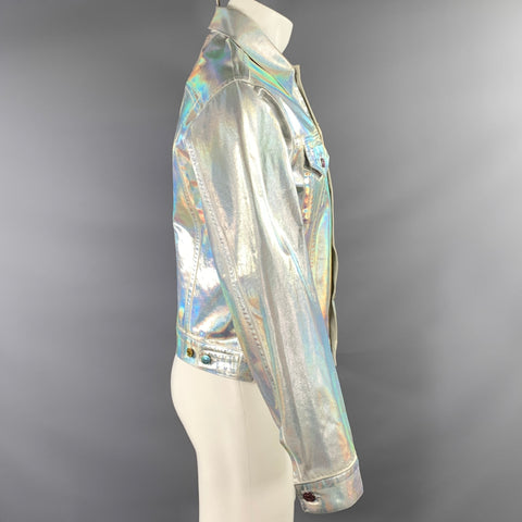 ACNE STUDIOS Size 38 Silver Metallic Cotton Trucker Jacket