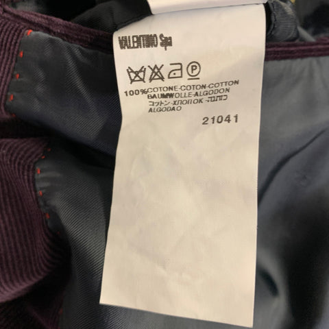 VALENTINO Size 40 Purple Corduroy Cotton Notch Lapel Sport Coat