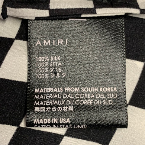 AMIRI Size S Black White Silk Checkered Two Pockets Shirt Dress