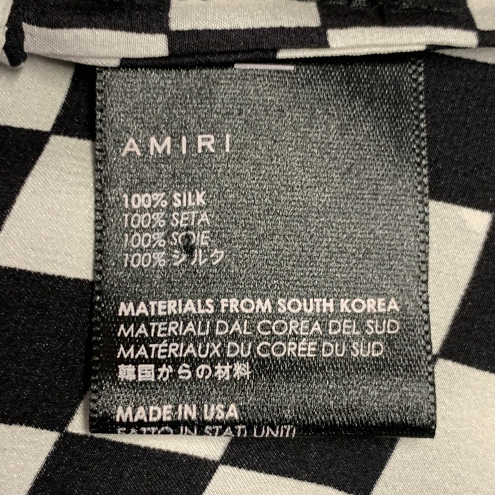 AMIRI Size S Black White Silk Checkered Two Pockets Shirt Dress