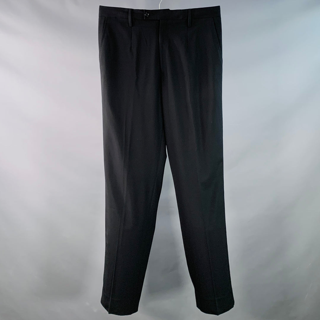 DOLCE & GABBANA Size 32 Black Wool Blend Tuxedo Dress Pants