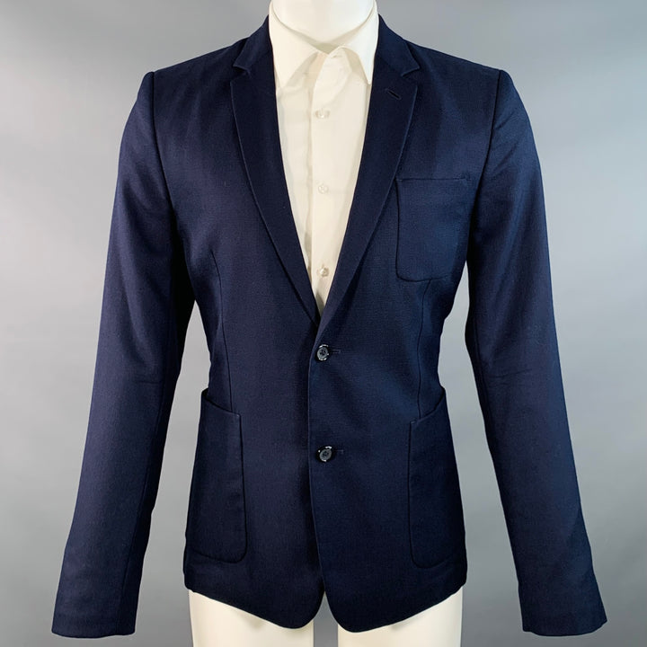 AMI by ALEXANDRE MATTIUSSI Size 40 Navy Woven Wool Notch Lapel Sport Coat