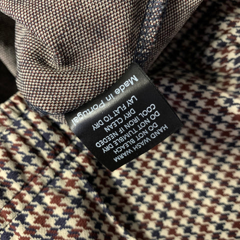 TODD SNYDER Size M Khaki Brown & Navy Houndstooth Drawstring Casual Pants