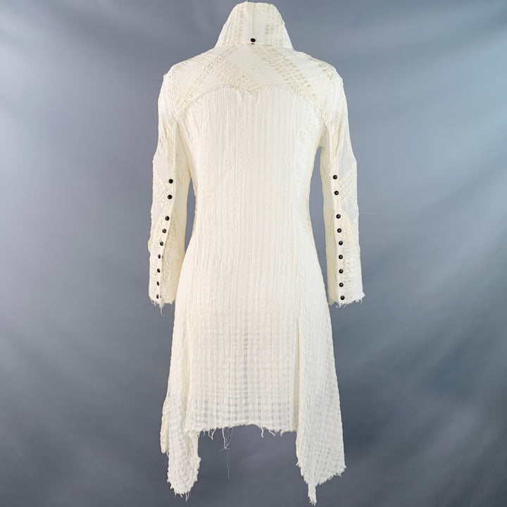 L.G.B Size S Cream Black Polyester Blend Distressed Mini Shirt Dress
