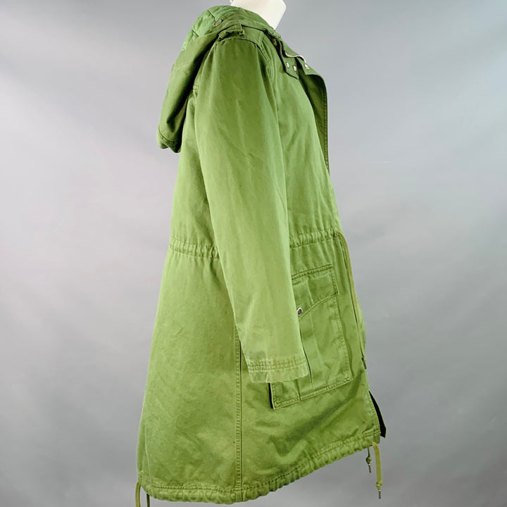 MARC by MARC JACOBS Size M Green Cotton Quilted Lining Hooded Zip Up Coat