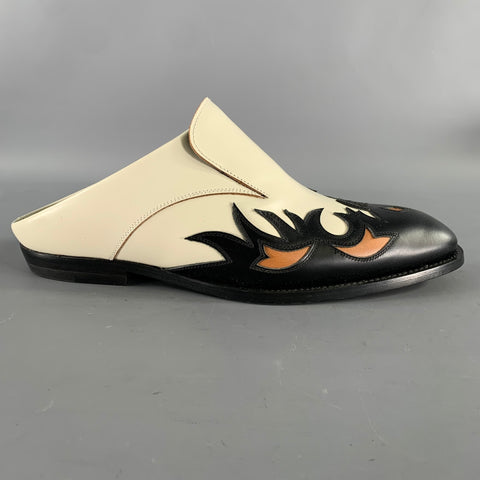 DRIES VAN NOTEN Size 9 Cream Black Western Loafers