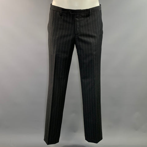 NEIL BARRETT Chest Size XL Grey Pinstripe Wool Notch Lapel 34 35 Suit