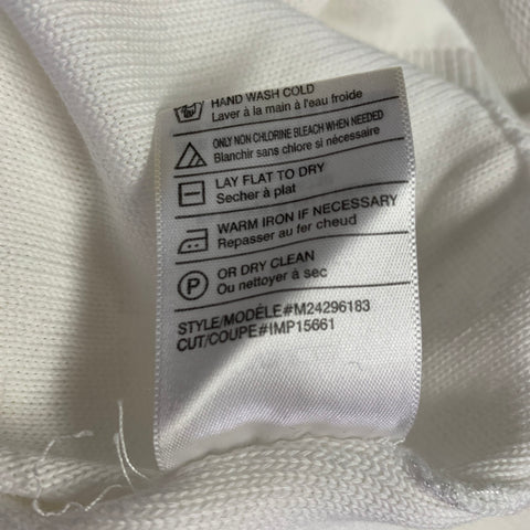 VINCE Size S White Waffle Knit Cotton Stripe Crew Neck Pullover