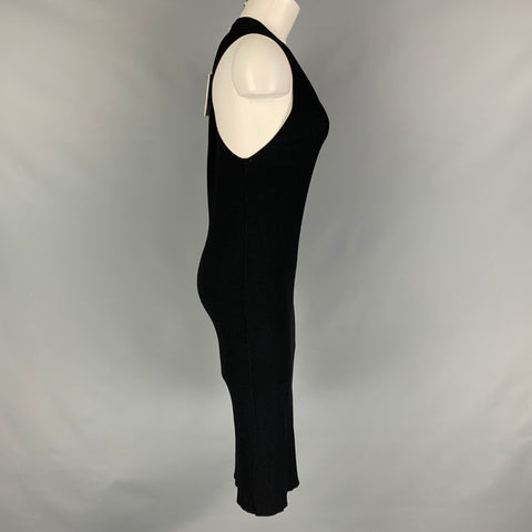 HELMUT LANG Size L Black Ribbed Twisted Back Tank Dress