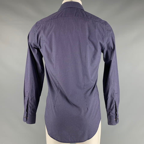 PAUL SMITH Size M Blue White & Red Dots Cotton Spread Collar Long Sleeve Shirt