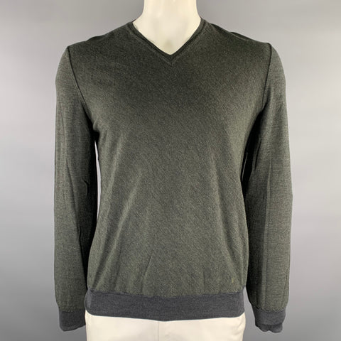 LOUIS VUITTON Size XXL Grey Charcoal Knitted Wool V-Neck Pullover