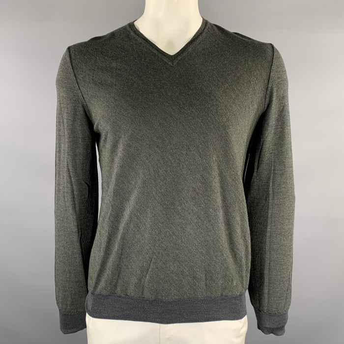 LOUIS VUITTON Pull en maille de laine col V gris anthracite taille XXL