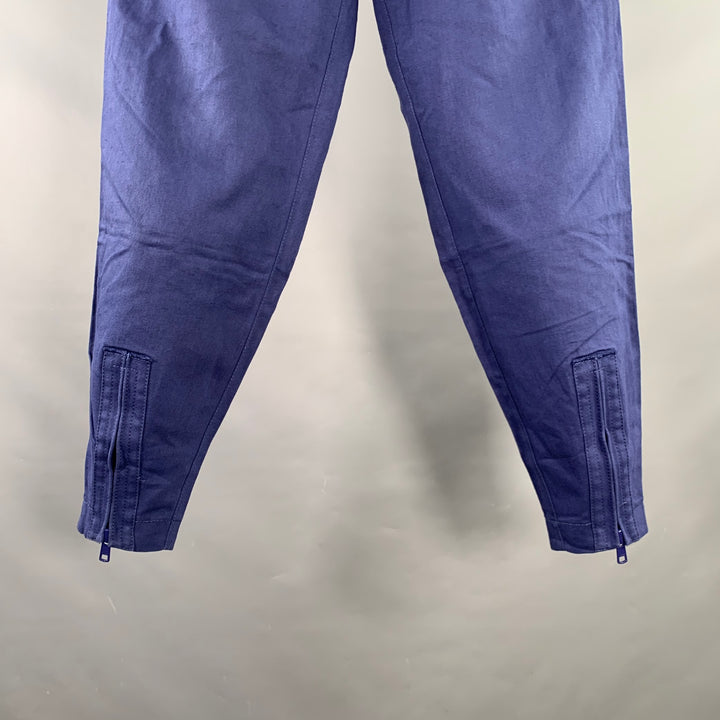 3.1 PHILLIP LIM Size XS Blue Cotton Linen High Waisted Drawstring Casual Pants