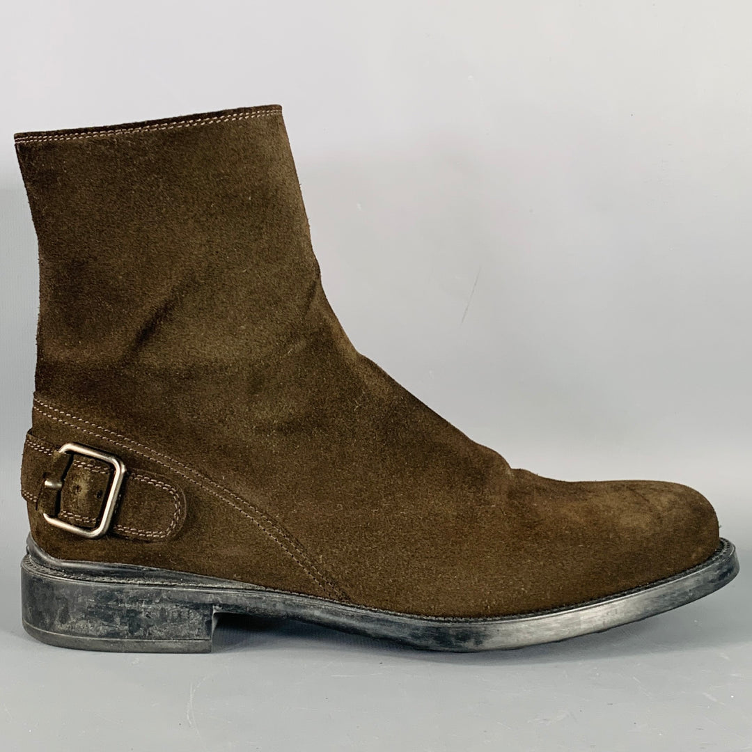 TOD'S Size 8 Brown Suede Side Zipper Ankle Boots