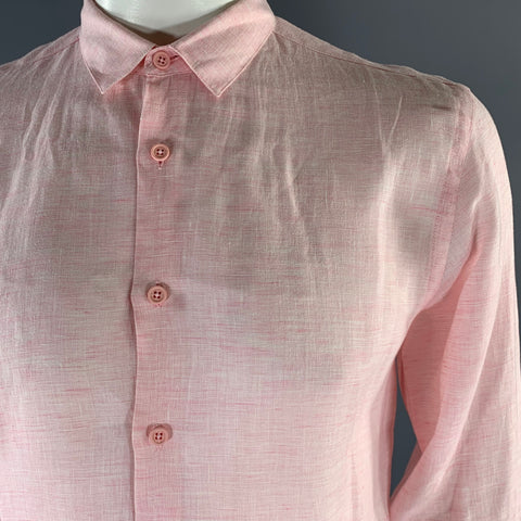 ORLEBAR BROWN Size L Pink Chambray Linen Pointed Collar Long Sleeve Shirt