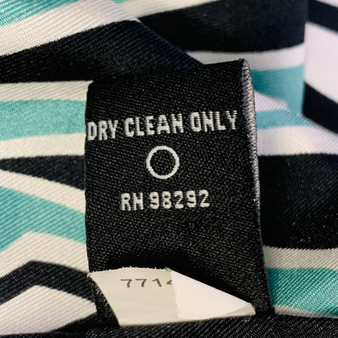TIBI Size 6 Green Black White Silk Abstract Cowl Neck Dress Top