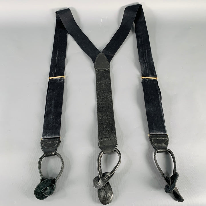 VINTAGE Black Gold Canvas Suspenders